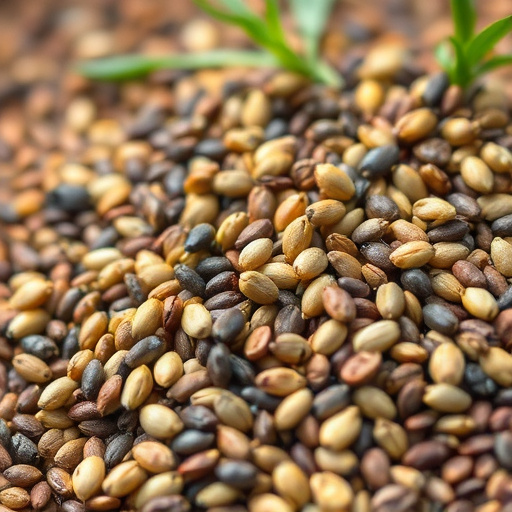 Variety of bird seed in bowls