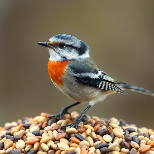Variety of bird seed in bowls