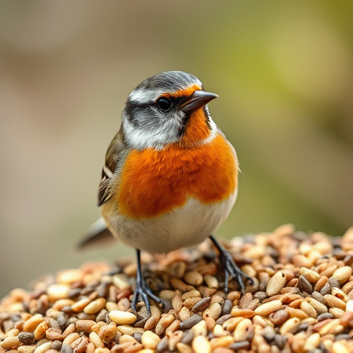Variety of bird seed in bowls