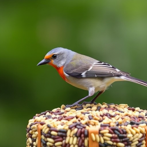 Variety of bird seed in bowls