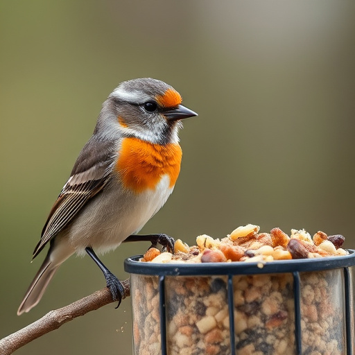Variety of wild bird food in dishes