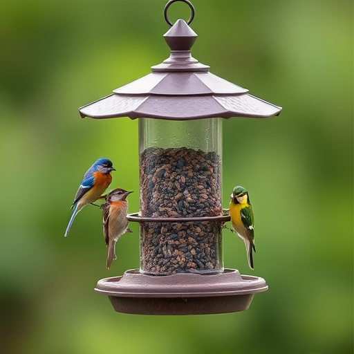 Variety of wild bird food in dishes