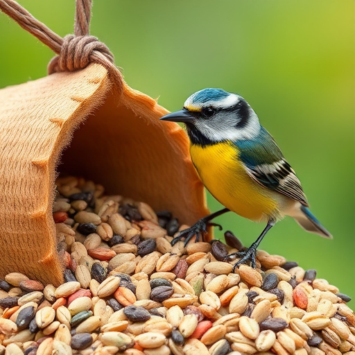 Bag of bird seed with delivery tag