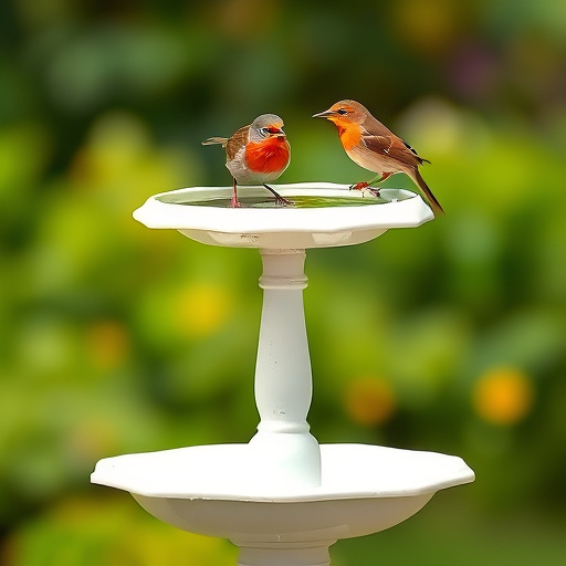 Bird bath filled with autumn leaves