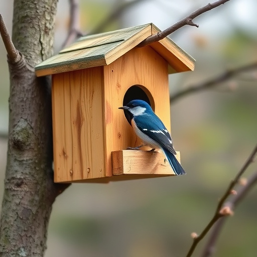 Bird box attached to fence post