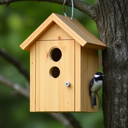 Bird box attached to fence post