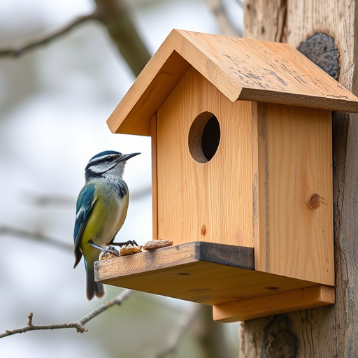Bird box attached to fence post