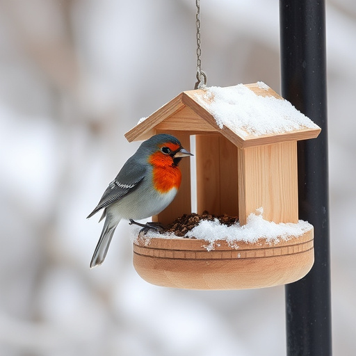 Bird eating peanuts from feeder