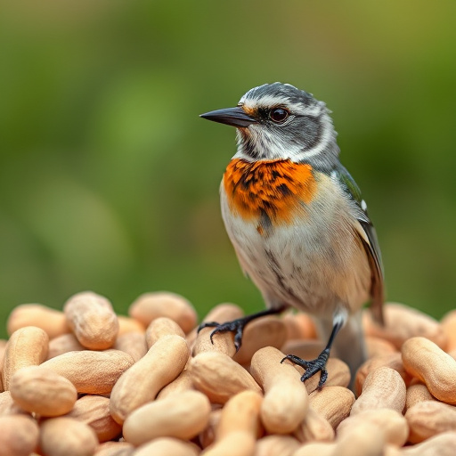 Bird feeder filled with peanuts outdoors
