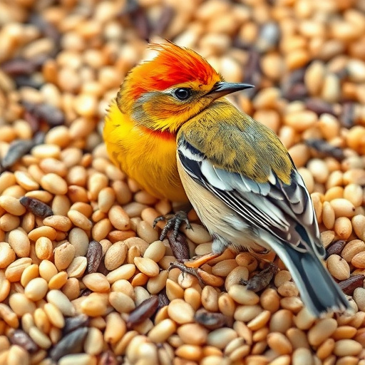 Bird feeder filled with seed mix