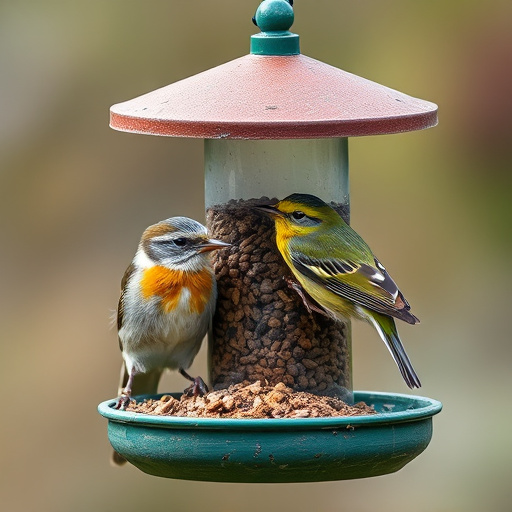 Bird feeder protected by wire mesh