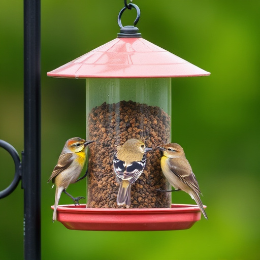 Bird feeder protected by wire mesh