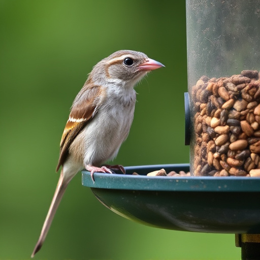 Bird feeder protected by wire mesh