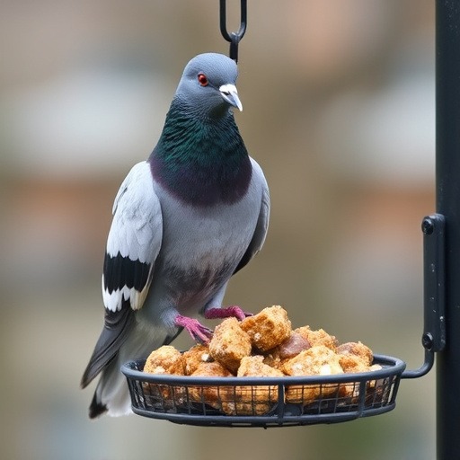 Bird feeder surrounded by wire mesh
