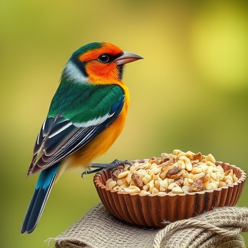 Bird feeding bowl with no wheat food