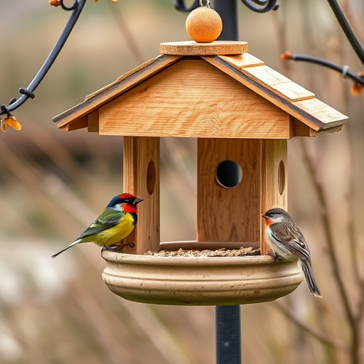 Bird feeding station with roof cover