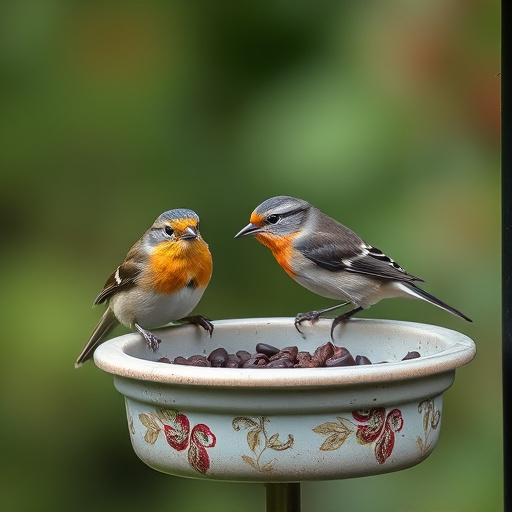 Bird feeding station with roof cover
