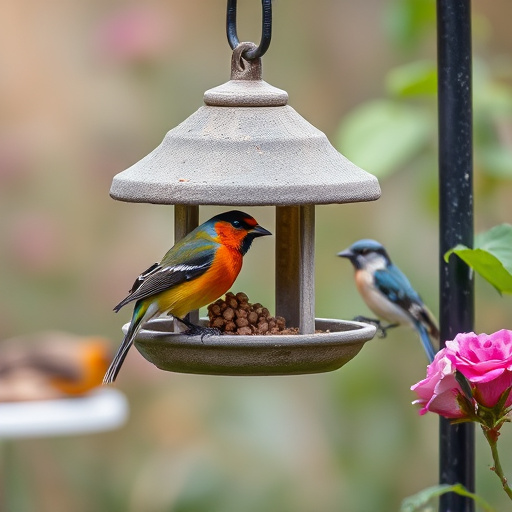 Bird feeding station with seed trays