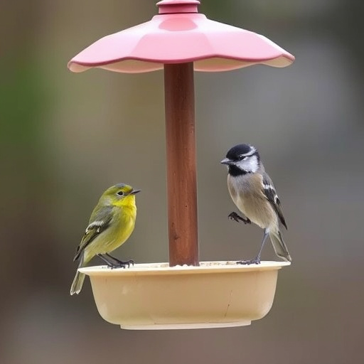 Bird feeding station with seed trays