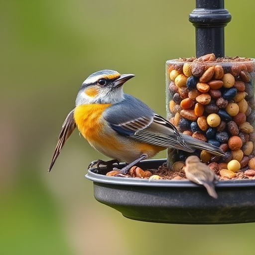 Bird feeding tray with fresh greens