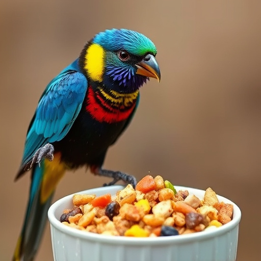 Bird food packets with price labels