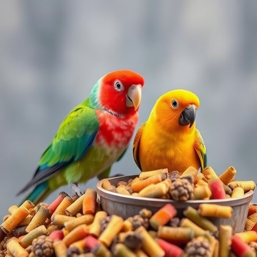 Bird food packets with price labels