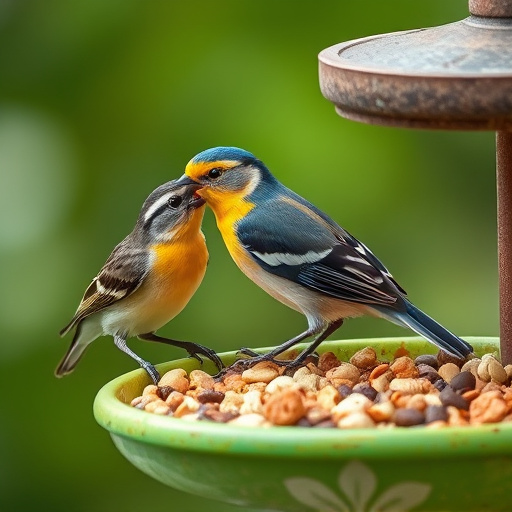 Bird food packets with price labels