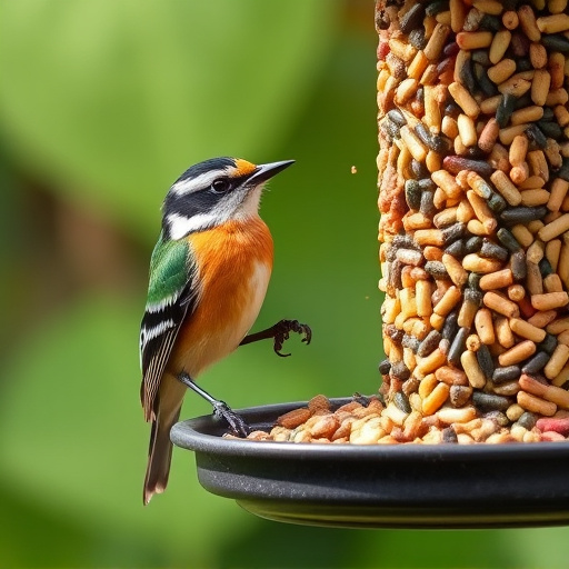 Bird food packets with price labels
