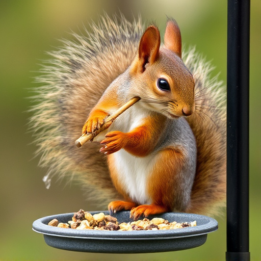Bird perched on feeder in garden