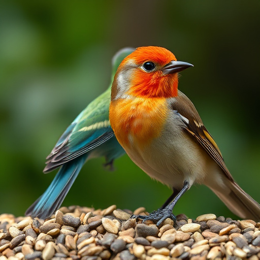 Bird seed pile with natural textures