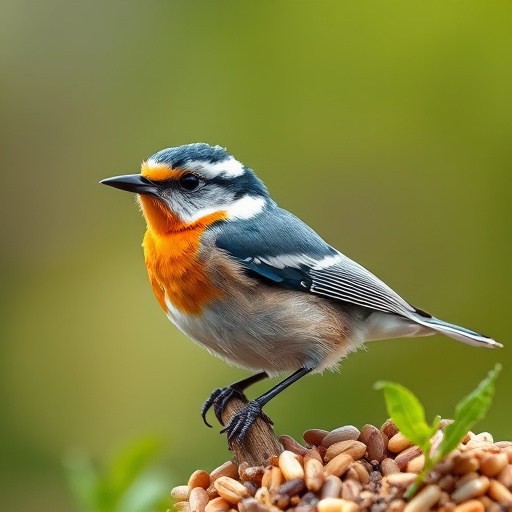 Bird seed scattered on feeder tray