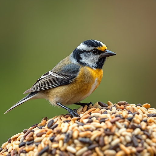 Bird seed scattered on feeder tray