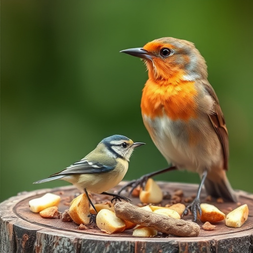 Birdbath beside feeder with seed mix