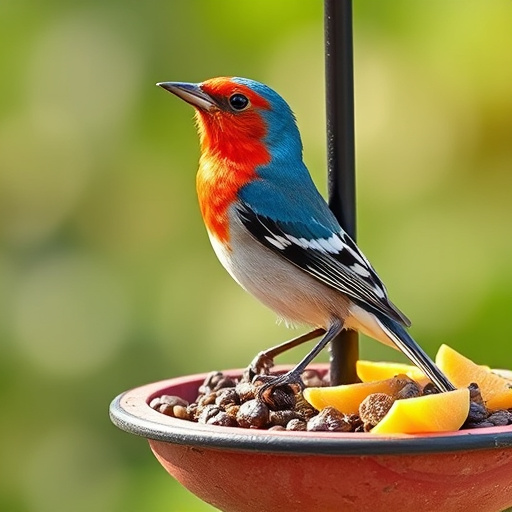 Birdbath with birds drinking water