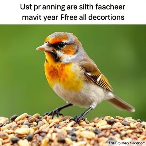 Birds eating wheat-free seed mix