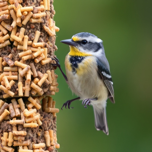 Birds enjoying high-energy suet food
