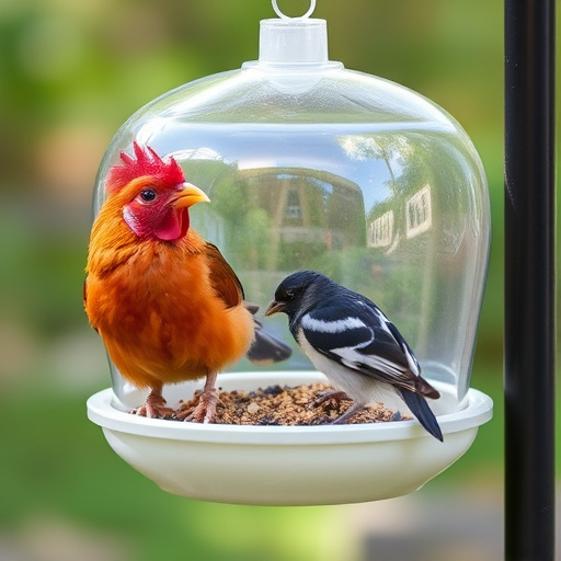 Birds feeding from metal suet dispenser