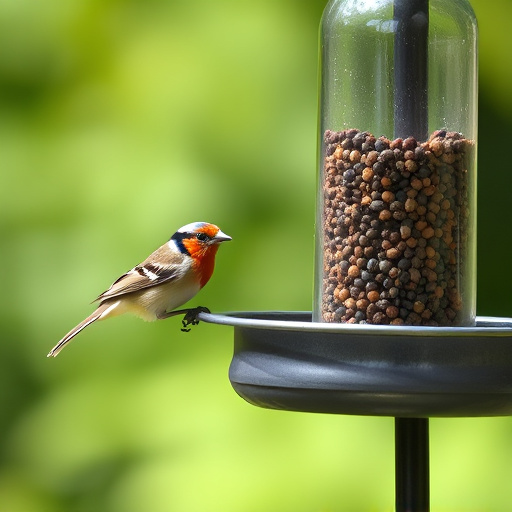 Birds feeding on fruit slices outdoors