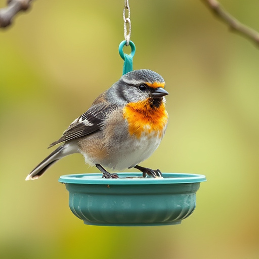 Birds feeding on scattered seeds