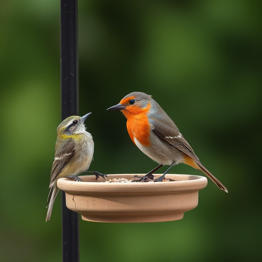 Birds feeding on suet balls feeder