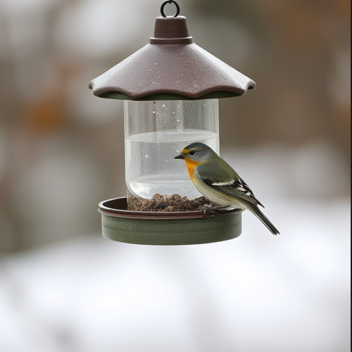 Birds feeding on waterproof feeder