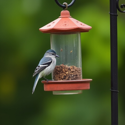 Birds feeding on waterproof feeder