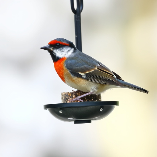 Birds feeding on waterproof feeder