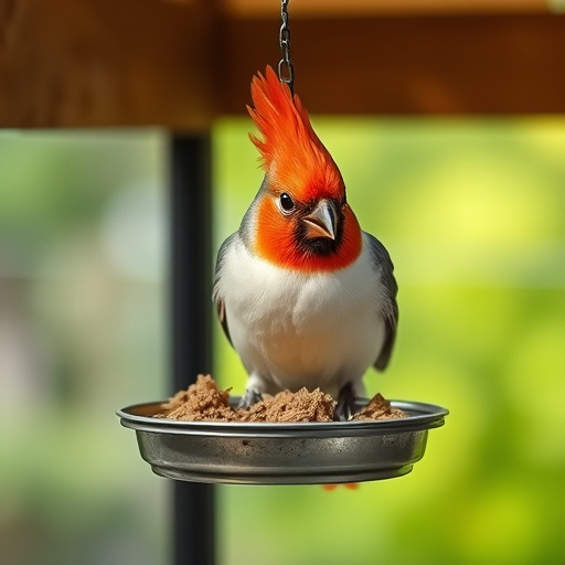 Birds feeding on waterproof feeder
