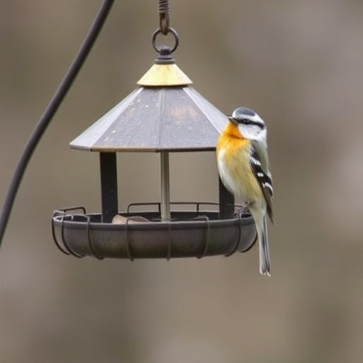 Birds feeding on waterproof feeder