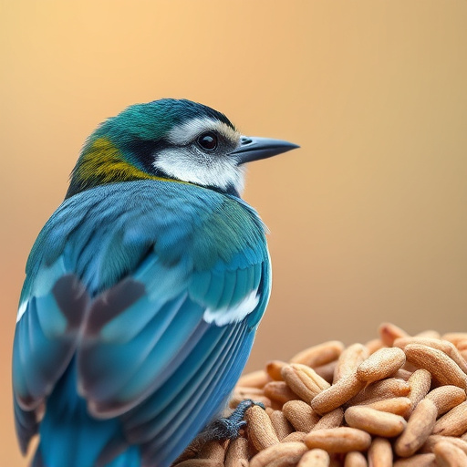 Birds feeding on wheat-free mix