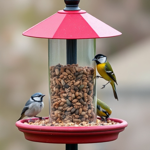 Birds gathering around seed mix