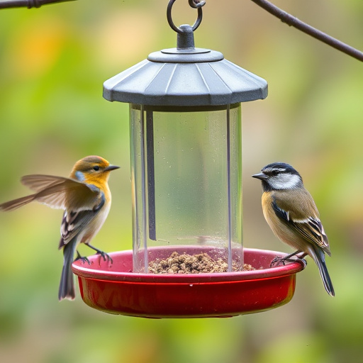 Birds pecking at restricted feeder ports