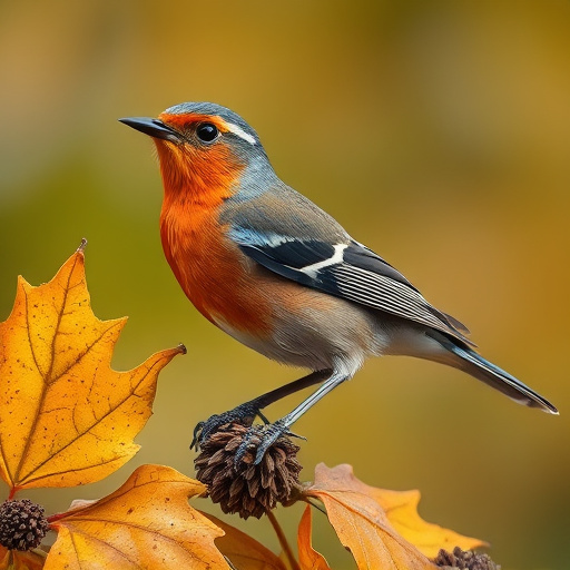Birds pecking at ripe rowan berries