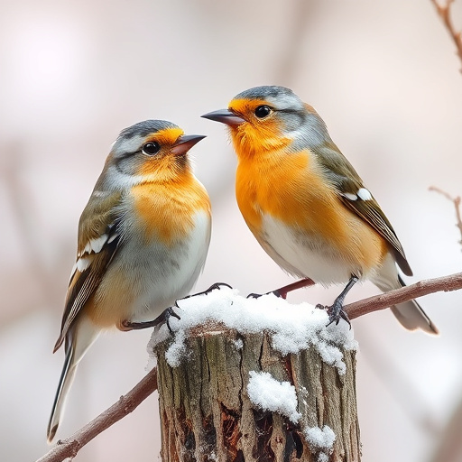 Birds pecking at scattered peanuts